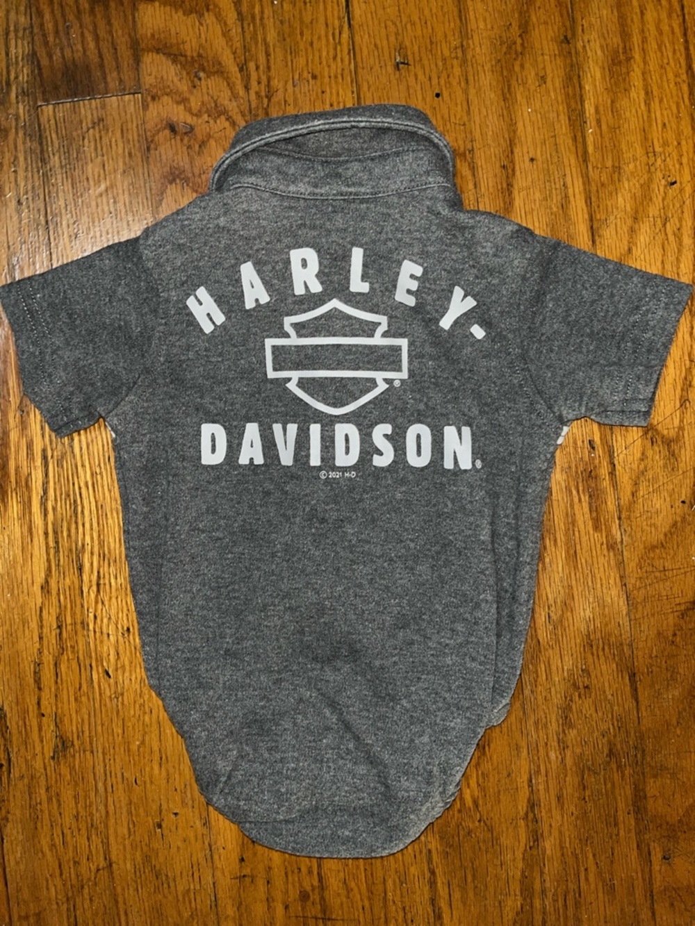 Harley-Davidson Gray Polo Baby Bodysuit Size 3/6 Months - Picture 6 of 6